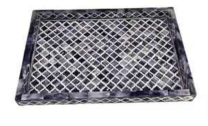 Bandeja decorativa para huesos Bandeja para servir con incrustaciones de huesos Bandejas de huesos indios con patrones florales Tamaño personalizable y colores Diseño elegante - Product Image 4