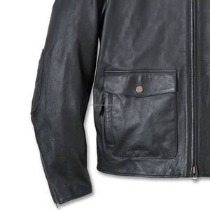 Real <b>Sheepskin</b> Leather Biker <b>Jacket</b> for Men Quilted Black Lining Waterproof Breathable Windproof Feature Pockets Black Color All - Product Image 3