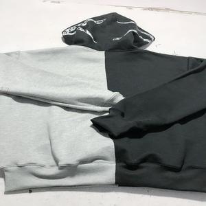 OEM Personnalisable Pull à capuche pour hommes Gris Noir Bicolore Coton Polyester Motif solide Impression numérique Confort hivernal - Product Image 2