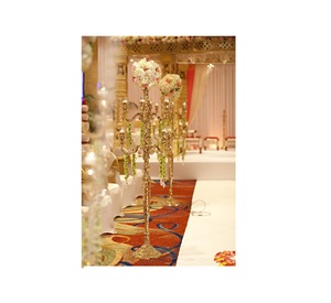 Candelabros de boda de aluminio con centro de mesa, vajilla con acabado plateado, candelabros hechos a mano para decoración de cena con velas - Product Image 5