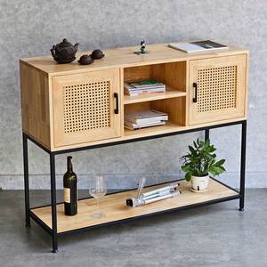 KTB68171 Armoire décorative de style scandinave 120x40x105cm en bois de caoutchouc avec structure en fer pour salon ou salle à manger - Product Image 3