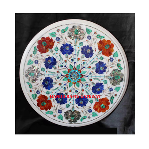 Tablero de Mesa Redondo de Mármol Blanco Hecho a Mano de la Mejor Calidad, Diseño Clásico, para Decoración del Hogar, al Precio Más Bajo - Product Image 1