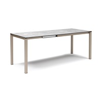 Table à manger rectangulaire extensible 120-160-200x80 cm, plateau compact en stratifié, structure en acier galvanisé