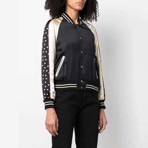 Logotipo bordado, diseño OEM, ropa de mujer, chaquetas, parche personalizado, nuevo estilo, chaquetas de béisbol, chaquetas universitarias de satén transpirables - Product Image 3