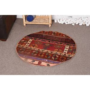Alfombra turca Vintage Bohemia roja de 3x3 pies de lana área grande rectángulo patrón de pasillo 10mm de espesor habitación alfombra de noche de látex - Product Image 1