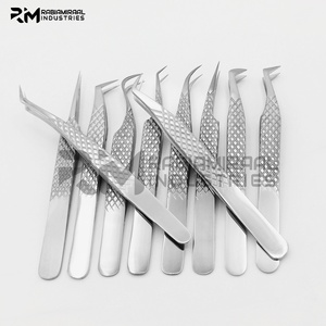 RMI Top qualité en acier inoxydable extension de cils pince à épiler argent tibia ensemble personnalisé 10 points différents - Product Image 3