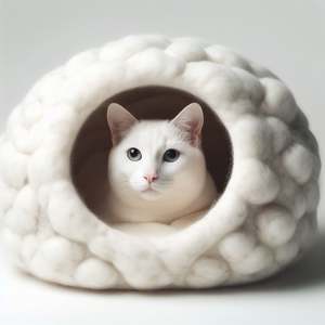 Blissful Cat Cave-Escondite de lana de tamaño pequeño Premium Lujoso Animal Patrón de rayas Cama para mascotas para tu amigo felino - Product Image 4