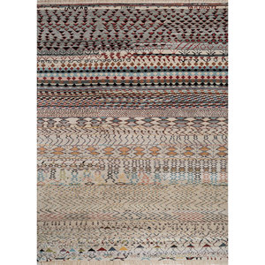 Manchaha Ivory Hand Knotted Wool Bamboo Silk <b>Rug</b> 10mm Thick Geometric Abstract Pattern for Home Hallway Rectangle Model-Les-2375 - Product Image 1