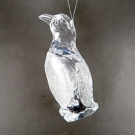 Christmas New Year Decoration Clear Acrylic 3D Penguin Ornament