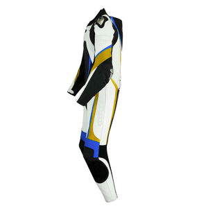 Genuine Cowhide Leather Racing Protective Suit For Men CE Armored Protected Black/White/Grey Leather Motorcycle Suit - Product Image 6