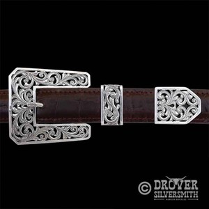 Boucle de ceinture personnalisable en argent allemand The Cattleman avec une ou deux boucles et boîte d'expédition améliorée - Product Image 3