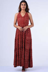 Vestido de verano de algodón de gasa elegante con estampado de bloque de mano indio para mujer Vestido de verano ecológico - Product Image 5
