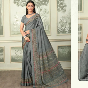 Indian Designer Soft Silk Saree Casual wear and Party Wear Beautiful Digital printed Design Pakistani Style Elegant Wedding Wear - Product Image 1