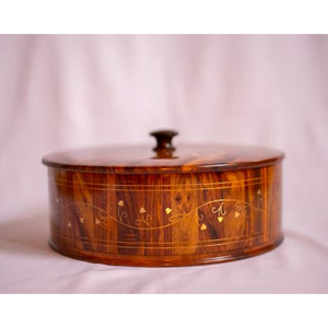 Boîte à chapati en bois de sheesham artisanal avec doublure en acier inoxydable, récipient alimentaire traditionnel indien pour roti pour la maison - Product Image 3