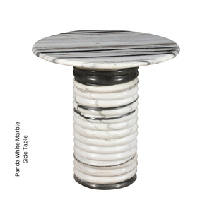 Mesa de Noche Redonda de Mármol Blanco y Negro, Mesa Auxiliar Moderna Hecha a Mano con Base de Pedestal Acanalado, Muebles de Lujo para Dormitorio, Hotel, Sala de Estar - Product Image 3
