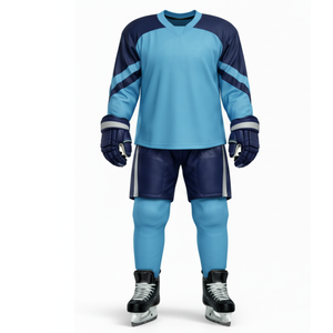 Uniforme Profesional de Hockey sobre Hielo Azul Cielo y Azul Marino - Diseña Tu Propio Logotipo Ropa Deportiva Jersey de Entrenamiento con Doble Chevron - Product Image 1