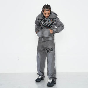 Ventes exceptionnelles : Survêtements d'hiver pour hommes, surdimensionnés, personnalisés, brodés, délavés à l'acide, deux pièces, style streetwear - Product Image 4