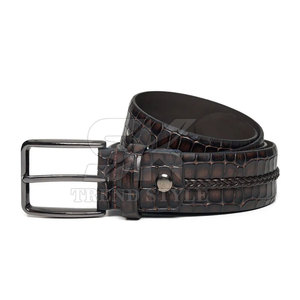 Ceinture en cuir moderne à effet croco, cuir souple, confort premium et look élégant, ceinture en cuir à effet croco - Product Image 2
