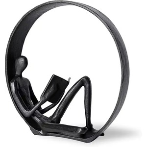 Sculptures de figurines de couples en fer métallique accrocheuses créent une atmosphère paisible et affectueuse où qu'elles soient placées - Product Image 2