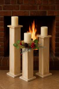 Victoria maple set of 3 handturned minimalist wood candlestick <b>candle</b> holders - Product Image 3
