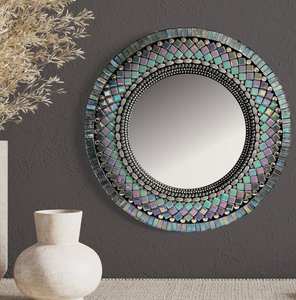 Miroir mosaïque en verre dentelle gris 13in - Product Image 3