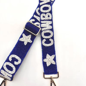 Cinturones de Cuentas de Vidrio y Correa de Guitarra con Longitud Personalizada, Diseño de Bordado de Estrella y Semillas - Product Image 1