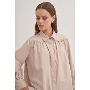 Blusa de Popelina de Algodón con Cuello con Volantes y Bordado - Corte Holgado, Estilo Formal - Product Image 6