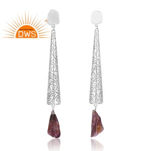 ต่างหูพลอยธรรมชาติสีเงินแท้925ดีไซน์ใหม่สำหรับผู้หญิงเครื่องประดับที่ออกแบบได้เองเป็นของขวัญสำหรับผู้หญิงสำหรับเธอ - Product Image 1