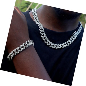 Joyería de acero inoxidable unisex, collares de cadena de eslabones cubanos IcedOut, conjunto de <span class=keywords><strong>collar</strong></span> de piedra de Miami 18K PVD Punk cubano - Product Image 1