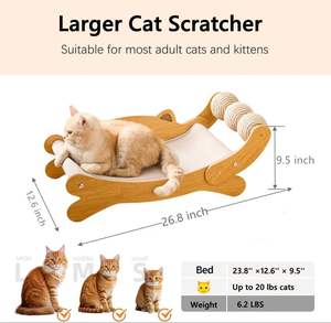 เก้าอี้ไม้สำหรับแมวที่เกาเป็นมิตรกับสิ่งแวดล้อมพร้อมป่านศรนารายณ์ในร่ม - Product Image 4