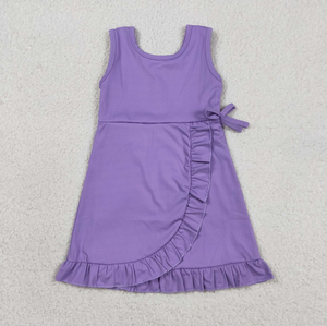 ชุดเดรสเด็กผู้หญิงแขนกุดสำหรับเล่นโยคะ กระโปรงระบายยาวถึงเข่า - Product Image 2