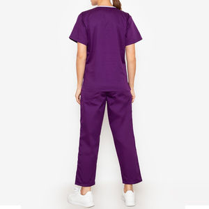 Color púrpura personalizado poliéster algodón manga corta mujeres quirúrgico Scrub conjuntos Hospital médicos trajes enfermera uniforme ropa - Product Image 2