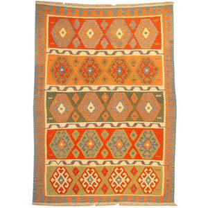 Kilim Rug Geometric Modern Design Artisan <b>Crafted</b> <b>Wool</b> Handwoven Area Rug Vintage Home Decor - Product Image 1