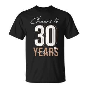 Camiseta de 30 años de aniversario de boda, unisex, para adultos, manga corta, cuello redondo, impresión digital - Product Image 1