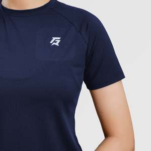 เสื้อยืดแขนสั้นถักนิตติ้ง Navy W224 สำหรับออกกำลังกาย - Product Image 6