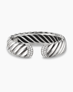 925 Sterling Silver Cable Cuff <b>Bracelet</b> for Women Fashion Diamond Jewelry with Stainless Steel Gift - Product Image 2