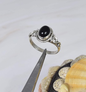 Vintage <b>Silver</b> Jewelry Wholesale Ancient Making S925 <b>Silver</b> Black Onyx Gemstone Oval Brilliant Cut Free Size Bezel <b>Ring</b> for <b>Men</b> - Product Image 1