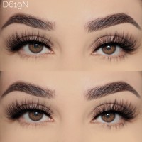 Pestañas postizas de visón sintético de alta calidad con banda delgada y flexible, estilo natural, con logotipo personalizado en el empaque, MOQ bajo, muestras disponibles.