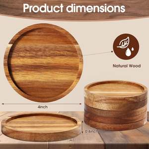 Ensemble de dessous-de-verre en bois d'acacia artisanal de qualité supérieure, élégant, durable, classique, pour la décoration de la maison, du bureau, de la cuisine, de la table - Product Image 2
