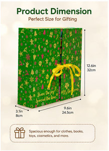Custom Green Advent <b>Calendar</b> Box Book Style Full Color Print Satin Ribbon OEM Christmas Countdown Packaging Wholesale Supplier - Product Image 3