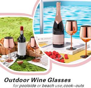 Stainless Steel Metal Wine <b>Glass</b> Copper Finish Shatter Proof Stemmed Wine Goblet for Bar and Home Use - Product Image 3