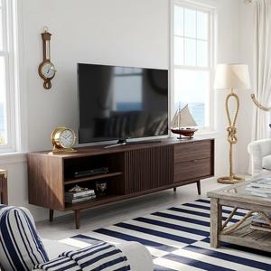 Meuble TV en teck massif de conception naturelle moderne Fabriqué en Indonésie pour le salon Chambre à coucher Appartement - Product Image 1