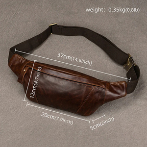 2025 haute qualité écologique grande capacité en cuir véritable hommes plat réglable taille sac fermeture éclair Portable pochette en gros - Product Image 2