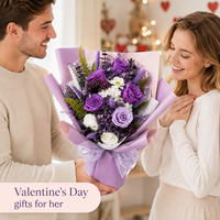 Bouquet Éternel Fait Main en Gros pour Décoration d'Intérieur – Mélange de Fleurs Violettes Stabilisées avec Préservation à la Glycérine – Idéal Noël