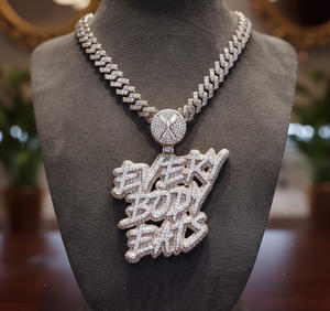 Collar Hip Hop con Colgante de Letra con Diamantes, Plata de Ley 925, Joyería de Rapero - Product Image 2