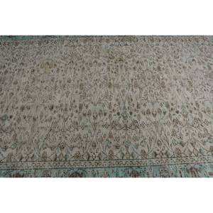 Tapis Turc Vintage 4'9 "X 8 'Vert Beige Classique Grande Surface Rectangle Peluche Laine Latex Classique Patchwork pour Couloir pour Chambre - Product Image 5