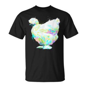 T-shirt coloré Splash Silkie Chicken pour adulte, unisexe, noir, taille moyenne - Product Image 1