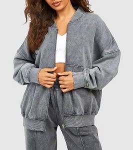 Ensemble de survêtement décontracté pour femme, poids lourd, uni, en molleton de coton long, logo personnalisé, vêtements d'hiver, vente en gros, respirant, rapide 2026 - Product Image 4