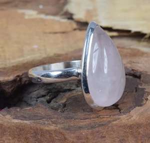 925 Sterling Silver Classic Designer Pear Cut <b>Ring</b> Natural Pink Rose <b>Quartz</b> Gemstone Bezel Setting for Wedding Engagement - Product Image 3