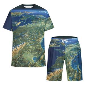 Personnalisé été hommes à manches courtes sport chemise décontractée couleur unie revers deux pièces ensemble - Product Image 3